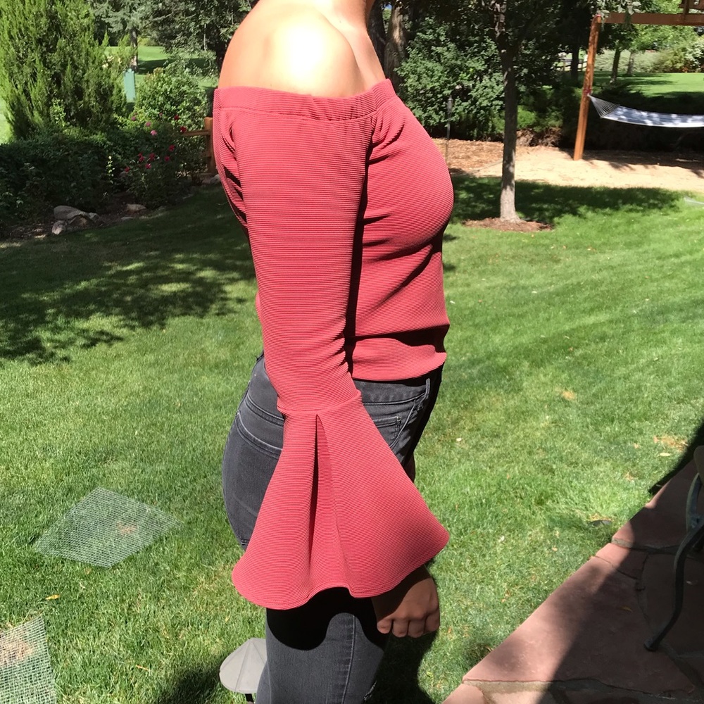 Peplum Sleeve Burnt Orange Top